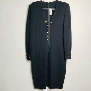 St John Collection dress size10 BoxP Midi wool long sleeve black Santana